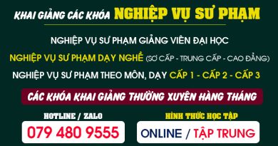 Thông tin Khai giảng các lớp Nghiệp vụ Sư phạm